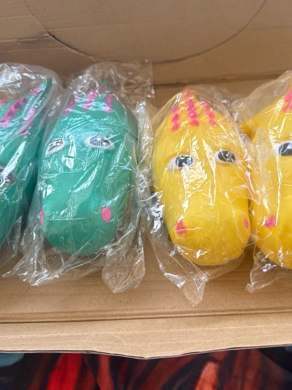 Pack (4) of Yellow and Teal Squishy Animal Plush Toys - Kids Sensory Play